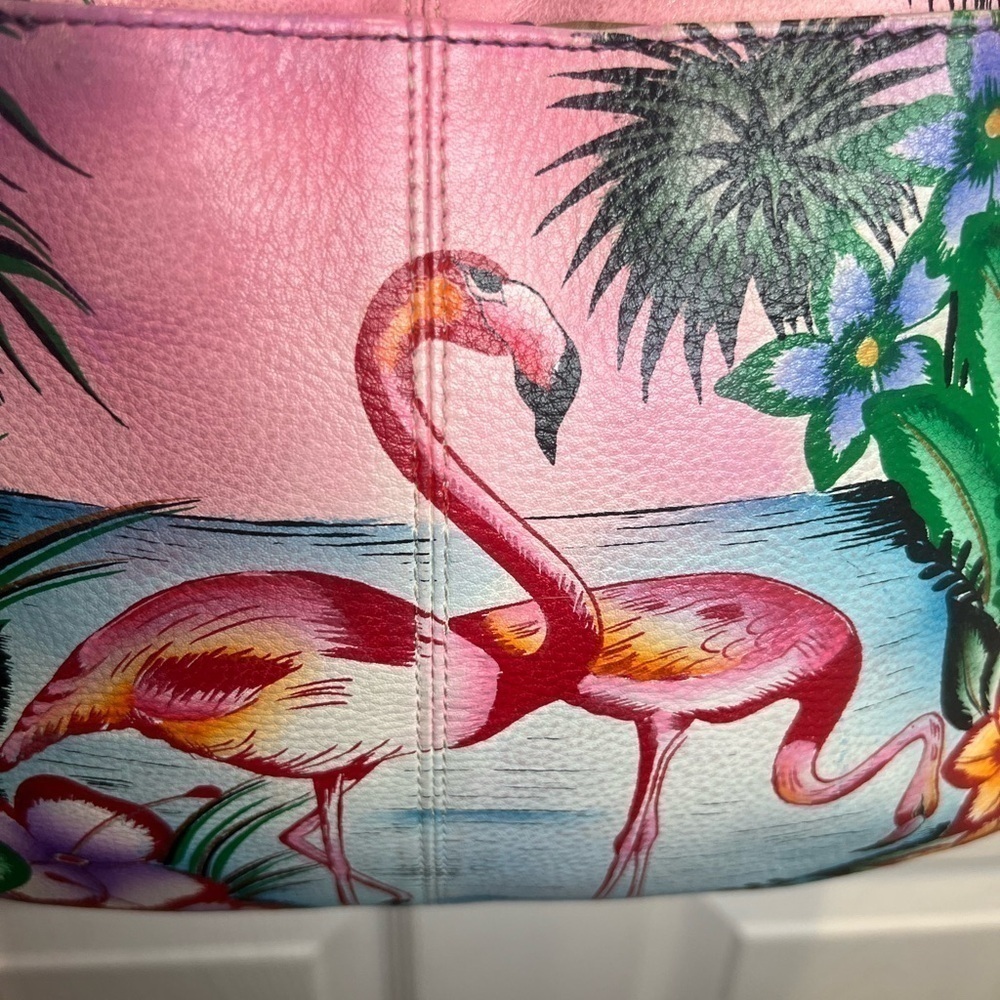 ANUSCHKA 🌷ANNA BY ANUSCHKA LEATHER HAND-PAINTED TRIPLE COMPARTMENT SATCHEL - Picture 3 of 16